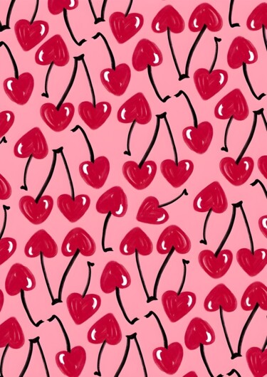 Цифровое искусство под названием "Cherry Love Pattern" - 春宇 关, Подлинное произведение искусства, Изображение, сгенерированно…