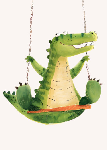 Artes digitais intitulada "Swinging Crocodile…" por Chun Yu Guan, Obras de arte originais, Imagem gerada por IA Montado em C…