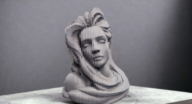 Sculpture titled "Portrait enigmatique" by Nicolas Simon, Original Artwork, Wood