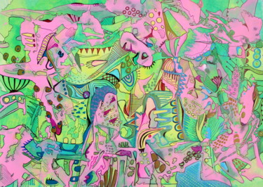679. Floral Whispers: An Abstract Imagination Картина под названием "679. Floral Whisper…" - Veera Zukova, Подлинное произведение искусства, Акрил