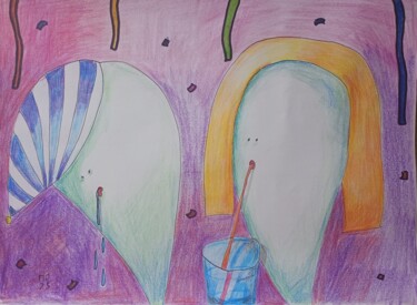 Drawing titled "Drunk" by Pavlo Ponomarenko, Original Artwork, Conté