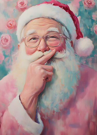 数字艺术 标题为“Santa's Secret Wish…” 由春宇 关, 原创艺术品, AI生成的图像 安装在纸板上