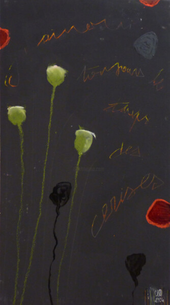 Картина под названием "Le Temps des Cerise…" - Ovni Delaville, Подлинное произведение искусства, Акрил Установлен на картон