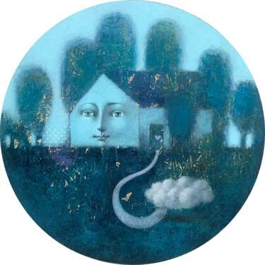「Path to the Cloud」というタイトルの絵画 Svetlana Rumakによって, オリジナルのアートワーク, アクリル ウッドストレッチャーフレームにマウント