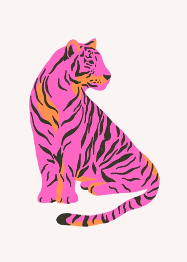 Цифровое искусство под названием "Pink Tiger Profile…" - 春宇 关, Подлинное произведение искусства, Изображение, сгенерированно…