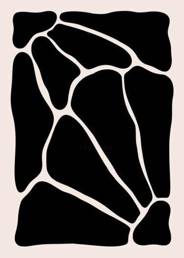 Digital Arts titled "Abstract Black Shap…" by Chun Yu Guan, Original Artwork, AI generated image Mounted on Cardboard