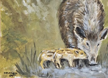 绘画 标题为“Wildschweine” 由Oksana Halupczok, 原创艺术品, 丙烯
