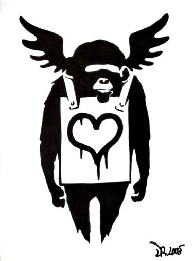 绘画 标题为“Monkey angel ( Trib…” 由Dr. Love, 原创艺术品, 标记