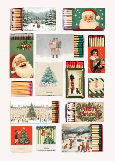 Arts numériques intitulée "Vintage Christmas M…" par Chun Yu Guan, Œuvre d'art originale, Image générée par l'IA Monté sur C…