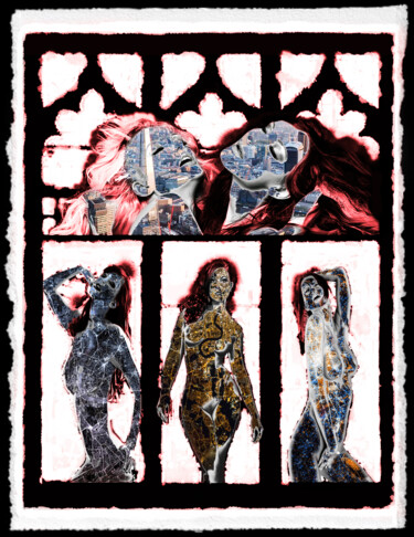 "Women Stained glass" Ink And pigments on Paper Painting titled ""Women Stained glas…" by Faber Engelhardt, Original Artwork, Ink