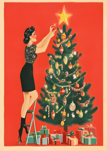 제목이 "Christmas Cheer: A…"인 디지털 아트 春宇 关로, 원작, AI 생성 이미지 판지에 장착됨