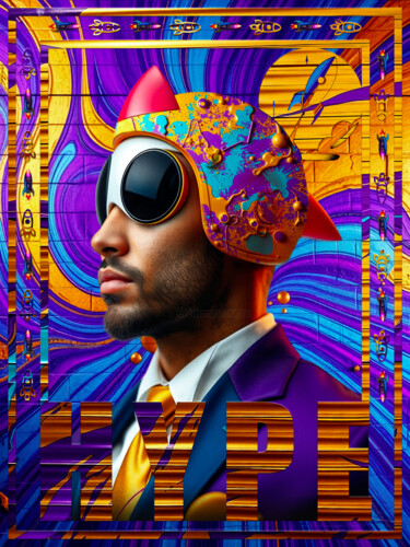 数字艺术 标题为“Hype 🚀” 由Mathias Cascales (MC D/\RT), 原创艺术品, 数字拼贴
