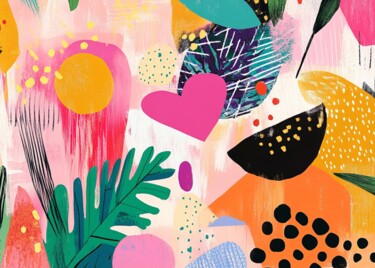 数字艺术 标题为“Vibrant Abstract Lo…” 由春宇 关, 原创艺术品, AI生成的图像 安装在纸板上