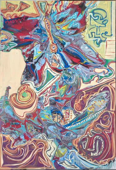 「Video」というタイトルの絵画 Carlo Manieroによって, オリジナルのアートワーク, アクリル ウッドパネルにマウント