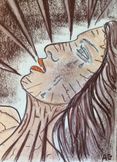 Tekening getiteld "L'invisible" door Art.Rahel.G, Origineel Kunstwerk, Krijt Gemonteerd op Karton