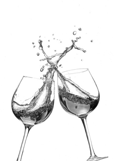 Drawing titled "Wine Splash #4" by Paul Stowe, Original Artwork, Pencil