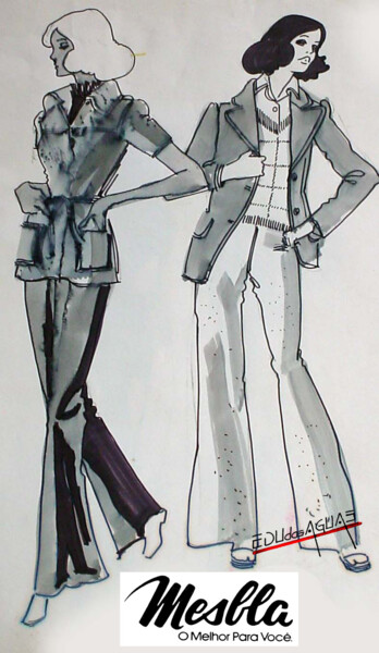 Desenho intitulada "Moda Feminina A" por Eduardo Marques De Jesus, Obras de arte originais, Aquarela