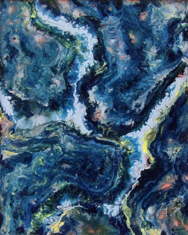 Schilderij getiteld "Éclats et dérive" door Derollepot, Origineel Kunstwerk, Acryl Gemonteerd op Houten paneel