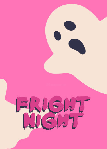 Digitale Kunst getiteld "Fright Night Ghostl…" door Chun Yu Guan, Origineel Kunstwerk, AI gegenereerde afbeelding Gemonteerd…