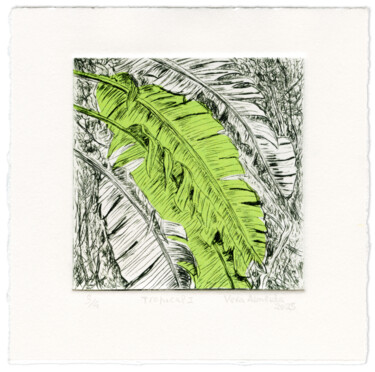 Tropical I (giant White Bird of Paradise) Printmaking titled "Tropical I (giant W…" by Vera Almeida, Original Artwork, Engraving