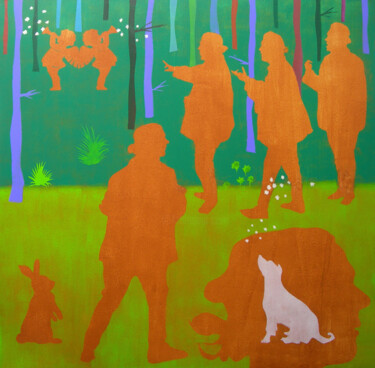 绘画 标题为“PASADIZO VERDE” 由Virginia Bernal, 原创艺术品, 丙烯 安装在木质担架架上