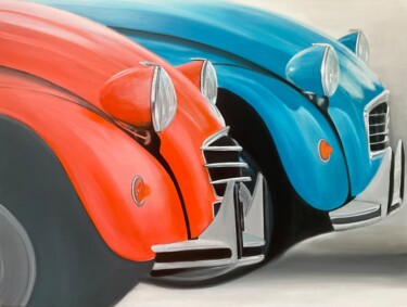 2Cv 4 2 cv 6 duo deuche Citroën seventies "2Cv 4 2 cv 6 duo de…" başlıklı Tablo Gilbert Duchamp tarafından, Orijinal sanat, Akrilik
