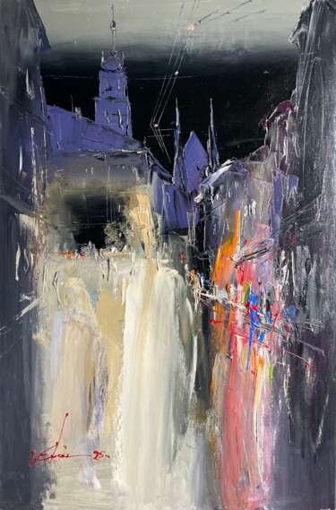 Lviv. Night Картина под названием "Lviv. Night" - Ігор Євсін (Ihor Yevsin), Подлинное произведение искусства, Масло Установлен на Деревя…