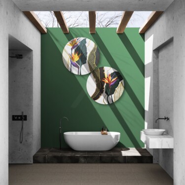 Painting titled "Bird of Paradise fl…" by Elena Lazari, Original Artwork, Acrylic