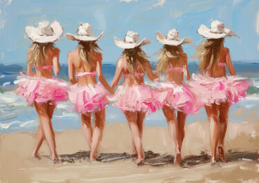 "Beach Ballet on Pin…" başlıklı Dijital Sanat 春宇 关 tarafından, Orijinal sanat, AI tarafından oluşturulan görüntü Karton üzer…
