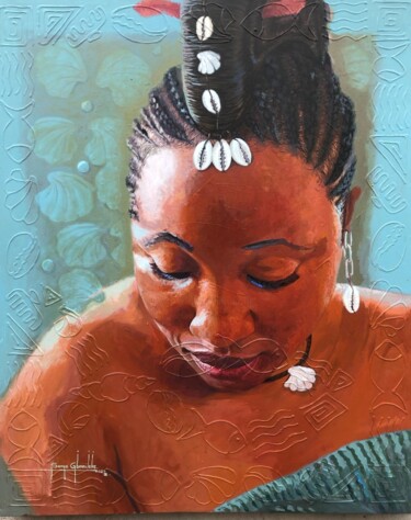 Pittura intitolato "The Rivers Embrace" da Sanya Gbemileke, Opera d'arte originale, Acrilico