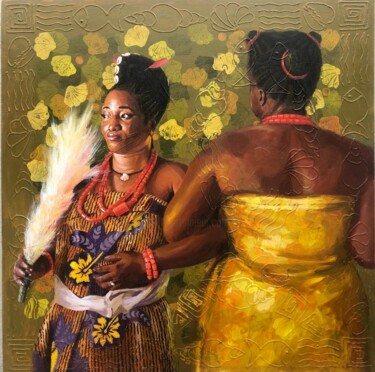 「Sisters of Abundance」というタイトルの絵画 Sanya Gbemilekeによって, オリジナルのアートワーク, アクリル