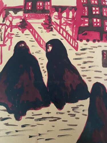 绘画 标题为“Les femmes voilées” 由Céline Marcoux, 原创艺术品, 墨