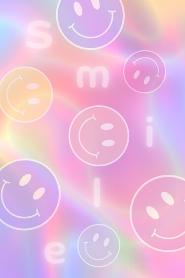 Digital Arts titled "Pastel Smiley Faces…" by Chun Yu Guan, Original Artwork, AI generated image Mounted on Cardboard
