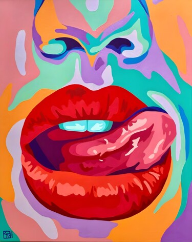 数字艺术 标题为“Vibrant Lips of Pas…” 由春宇 关, 原创艺术品, AI生成的图像 安装在纸板上