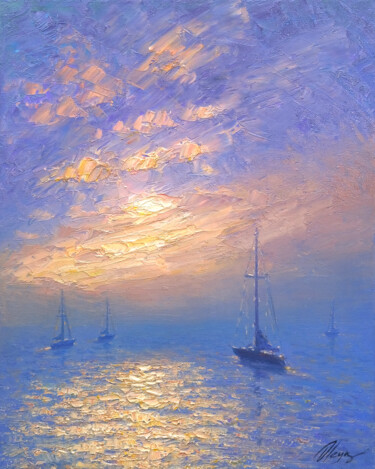 Sea 049 Ζωγραφική με τίτλο "Sea 049" από Dmitry Oleyn, Αυθεντικά έργα τέχνης, Λάδι Τοποθετήθηκε στο Ξύλινο φορείο σκελετό