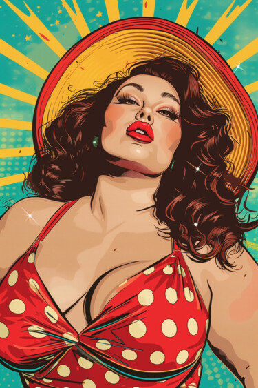 "Vintage Glamour Pin…" başlıklı Dijital Sanat 春宇 关 tarafından, Orijinal sanat, AI tarafından oluşturulan görüntü Karton üzer…