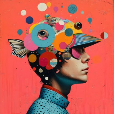 Digitale Kunst getiteld "Urban Visionary Hea…" door Chun Yu Guan, Origineel Kunstwerk, AI gegenereerde afbeelding Gemonteerd…