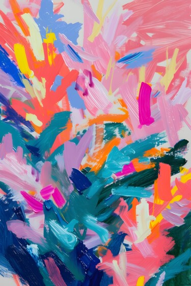 数字艺术 标题为“Energetic Burst of…” 由春宇 关, 原创艺术品, AI生成的图像 安装在纸板上