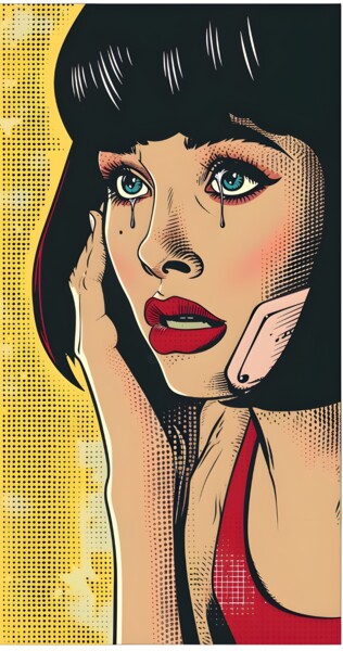 "Pop Art Tears of De…" başlıklı Dijital Sanat 春宇 关 tarafından, Orijinal sanat, AI tarafından oluşturulan görüntü Karton üzer…