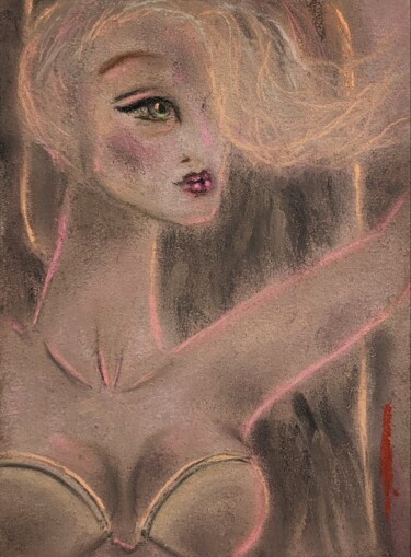 Tekening getiteld "Emerald Angel" door Olesya Nikolaeva, Origineel Kunstwerk, Pastel