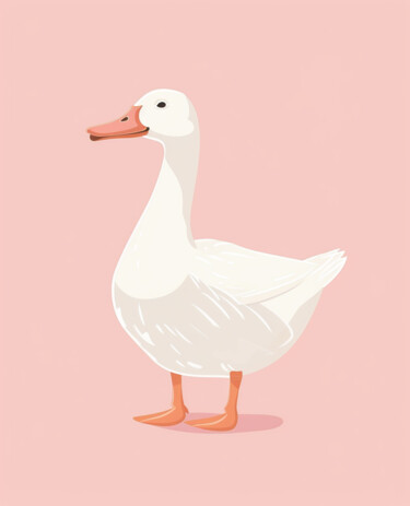 数字艺术 标题为“Pastel Duck on Pink…” 由春宇 关, 原创艺术品, AI生成的图像 安装在纸板上