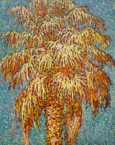 Palm tree Картина под названием "Palm tree" - Andrii Chebotaru, Подлинное произведение искусства, Масло Установлен на картон