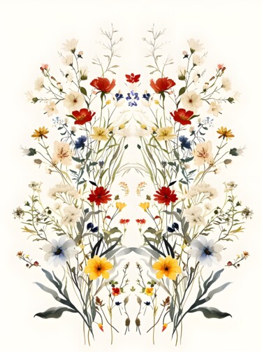 数字艺术 标题为“Floral Symphony of…” 由春宇 关, 原创艺术品, AI生成的图像 安装在纸板上