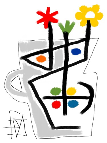 Digitale Kunst mit dem Titel "Envisagez un vase à…" von Franck Vidal, Original-Kunstwerk, Digitale Malerei
