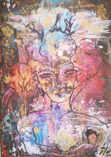 Painting titled "Bisous à l'oeil" by Abricodéal Îles, Original Artwork, Acrylic