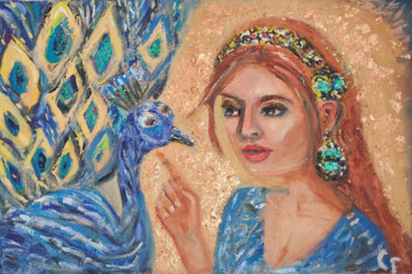 The whisper of the peacock 绘画 标题为“The whisper of the…” 由Christina Filioussi, 原创艺术品, 油