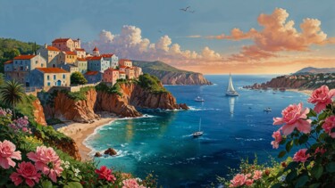 Digital Arts titled "Alba sull'Amalfi in…" by Luisonart, Original Artwork, AI generated image