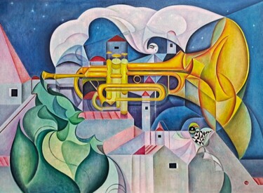 "Horn of Utopia" başlıklı Tablo Da Hong tarafından, Orijinal sanat, Petrol