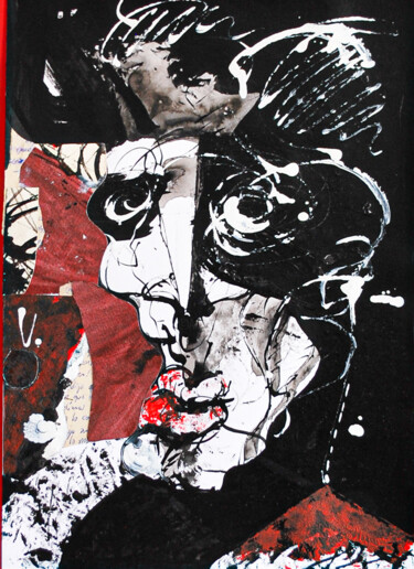 Painting titled "“A PARANOID IS SOME…" by Vicente Occhionero, Original Artwork, Ink Mounted on Wood Panel