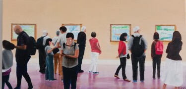 绘画 标题为“Une exposition à la…” 由Paul Sullivan, 原创艺术品, 丙烯 安装在木质担架架上